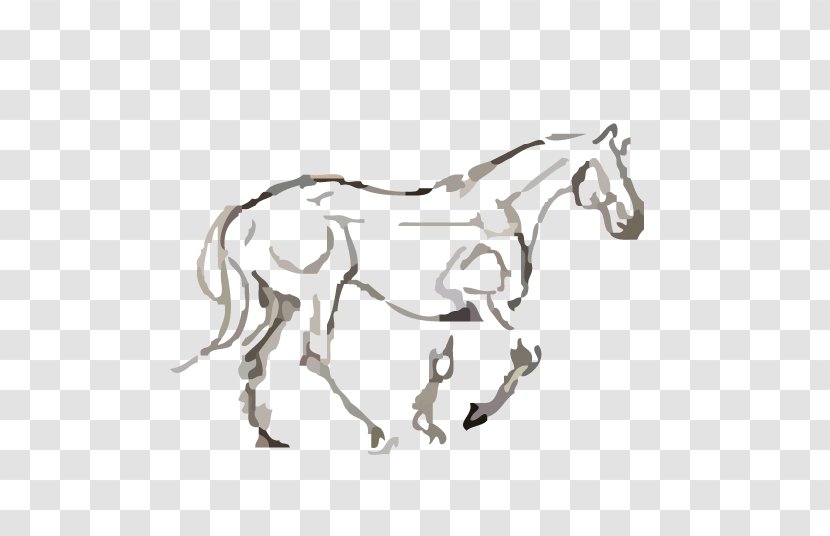 Mule Mustang Stallion Foal Pony - Black And White - Abstract Horses Transparent PNG