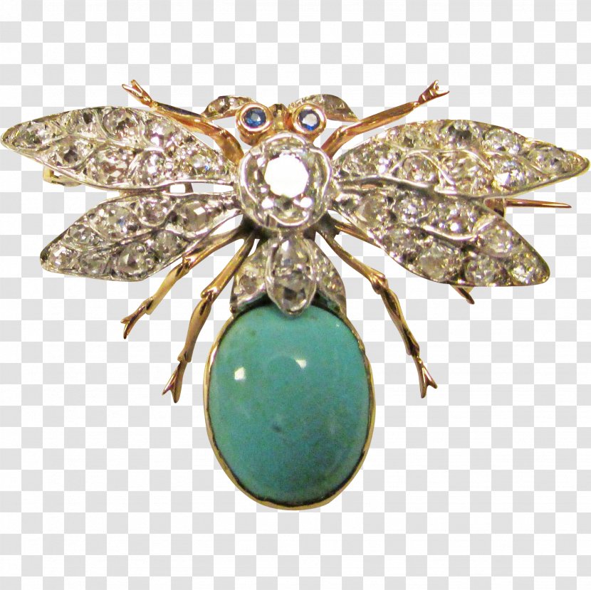 Turquoise Brooch Diamond Cut Jewellery Gold - Bumble Transparent PNG