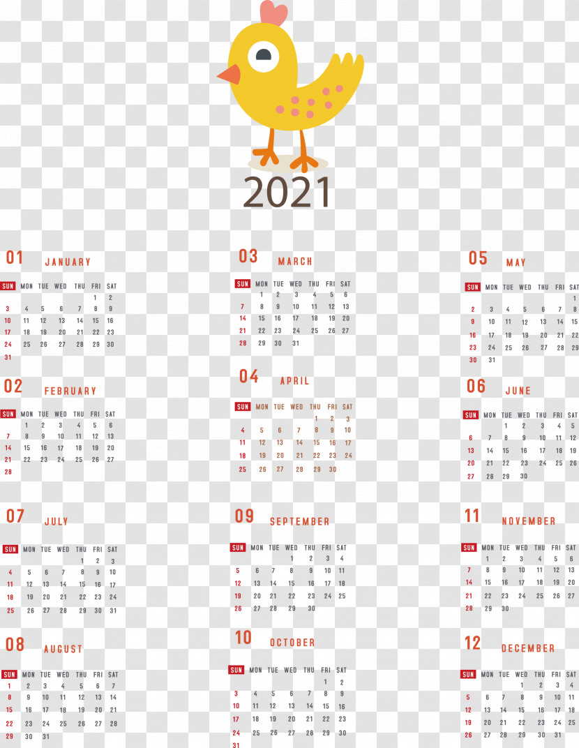 Printable 2021 Yearly Calendar 2021 Yearly Calendar Transparent PNG