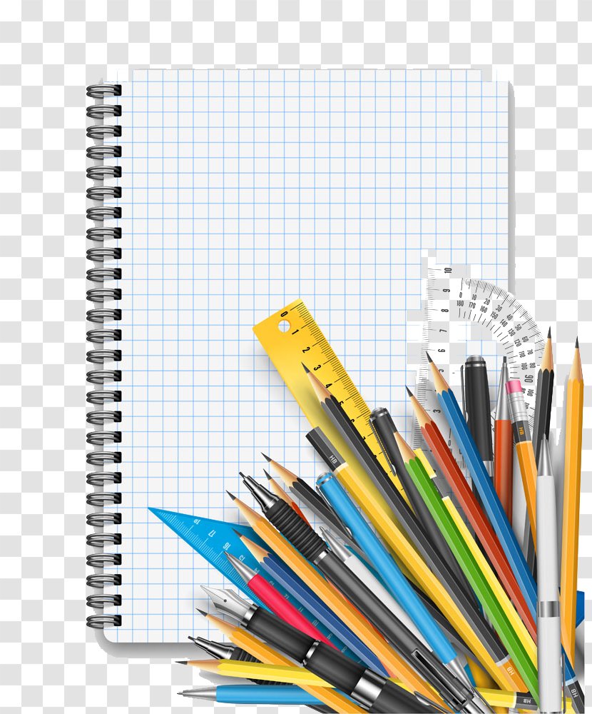 Student Learning Colored Pencil - Education - Composition Of The Activities And Tools Image Transparent PNG