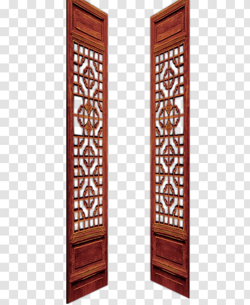 Furniture Door Room Divider Chinoiserie - Wood Stain - Classical Wooden Doors Transparent PNG