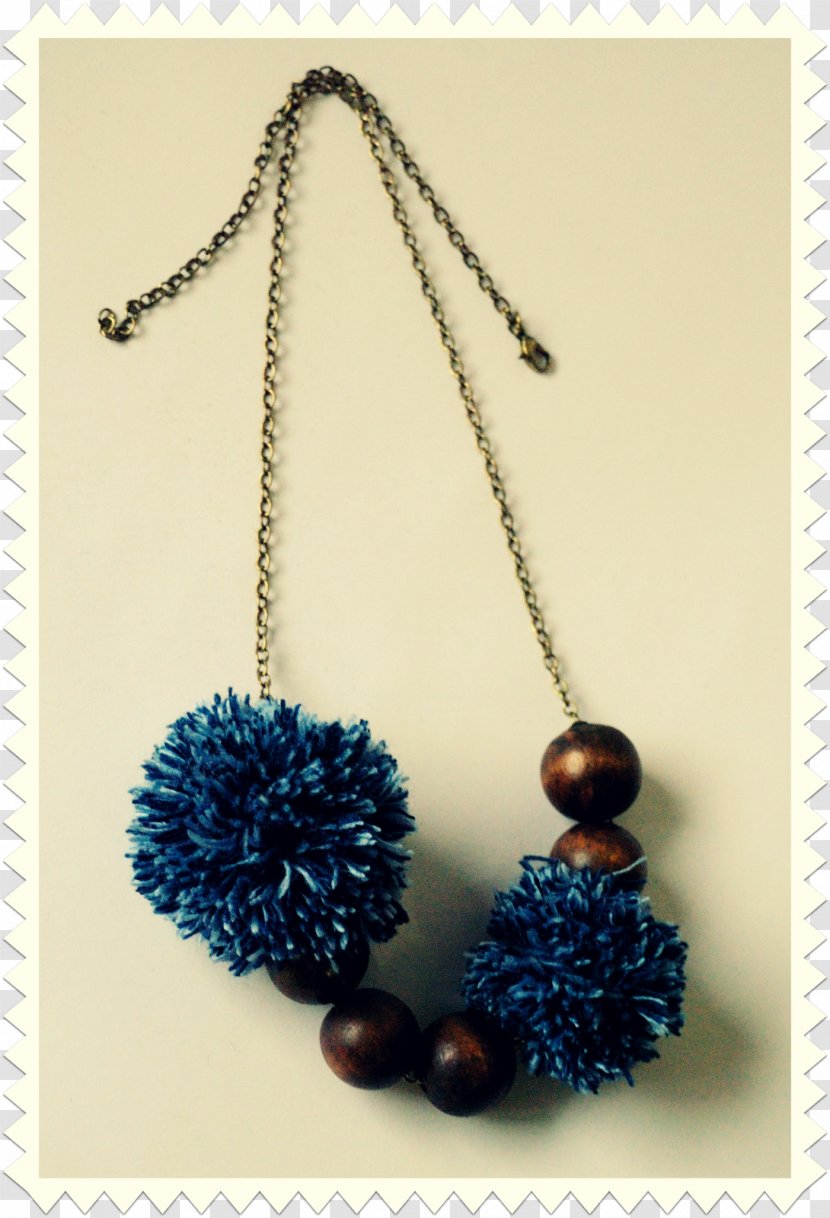 Necklace Pom-pom Wool Bead Jewellery - Cobalt Blue Transparent PNG