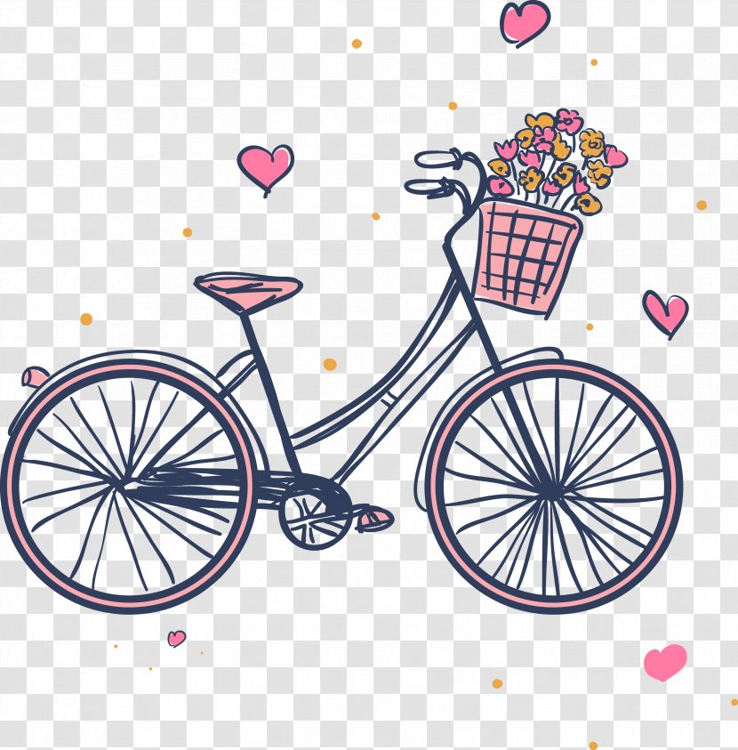 Raleigh Bicycle Company Frame Hybrid Giant Bicycles - Road - Pink Bikes And Flower Baskets Transparent PNG