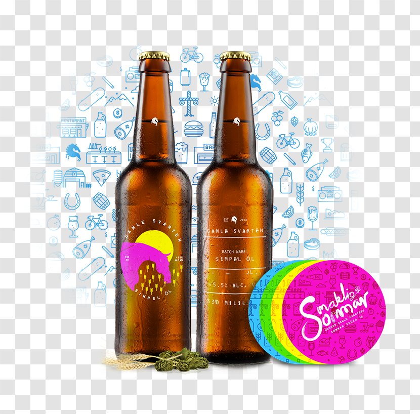 Beer Bottle Alcoholic Drink - Glass - Labels Transparent PNG