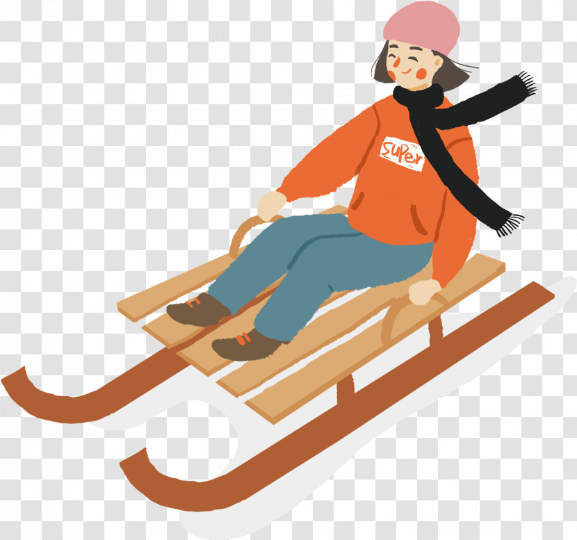 Skier Sled Toboggan Winter Sport Recreation Transparent PNG