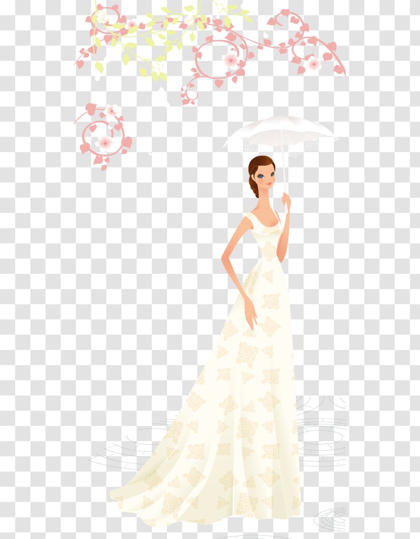Contemporary Western Wedding Dress Bride - Frame - Cartoon Beautiful Vector Material Transparent PNG