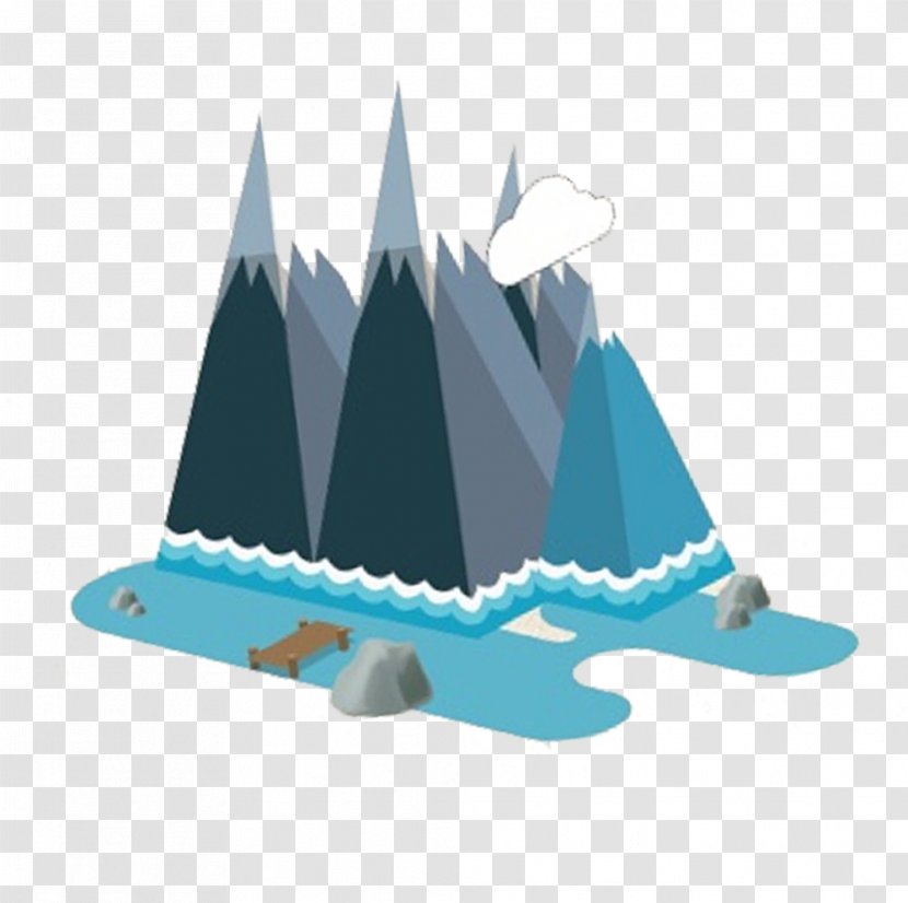 Blue Mountain Drawing - Cartoon Painted Transparent PNG