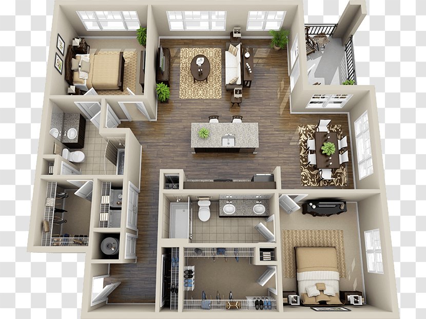 Logan Circle, Washington, D.C. Studio Apartment House Renting - 3d Floor Plan Transparent PNG