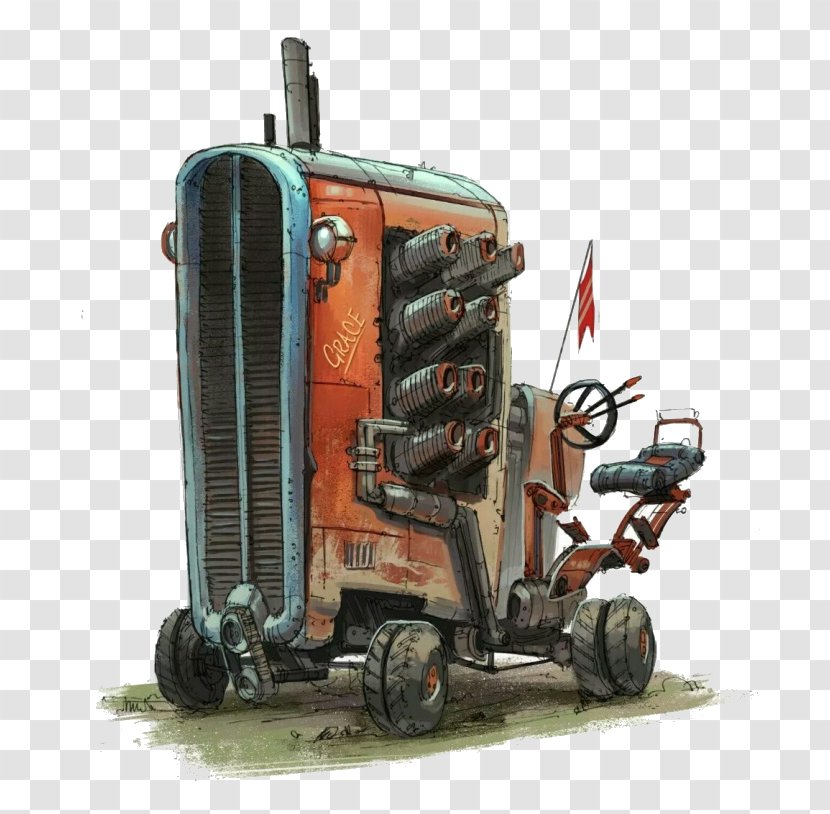 Tractor Cartoon - Illustrator Transparent PNG