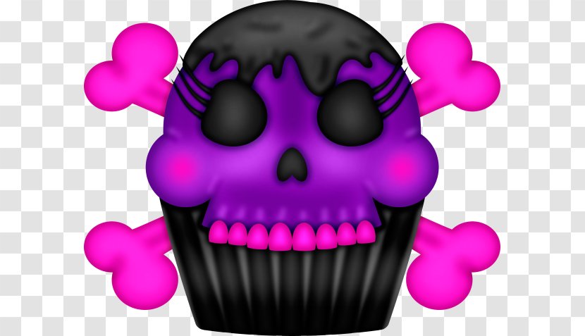 Skull Cartoon - Violet - Baking Cup Magenta Transparent PNG