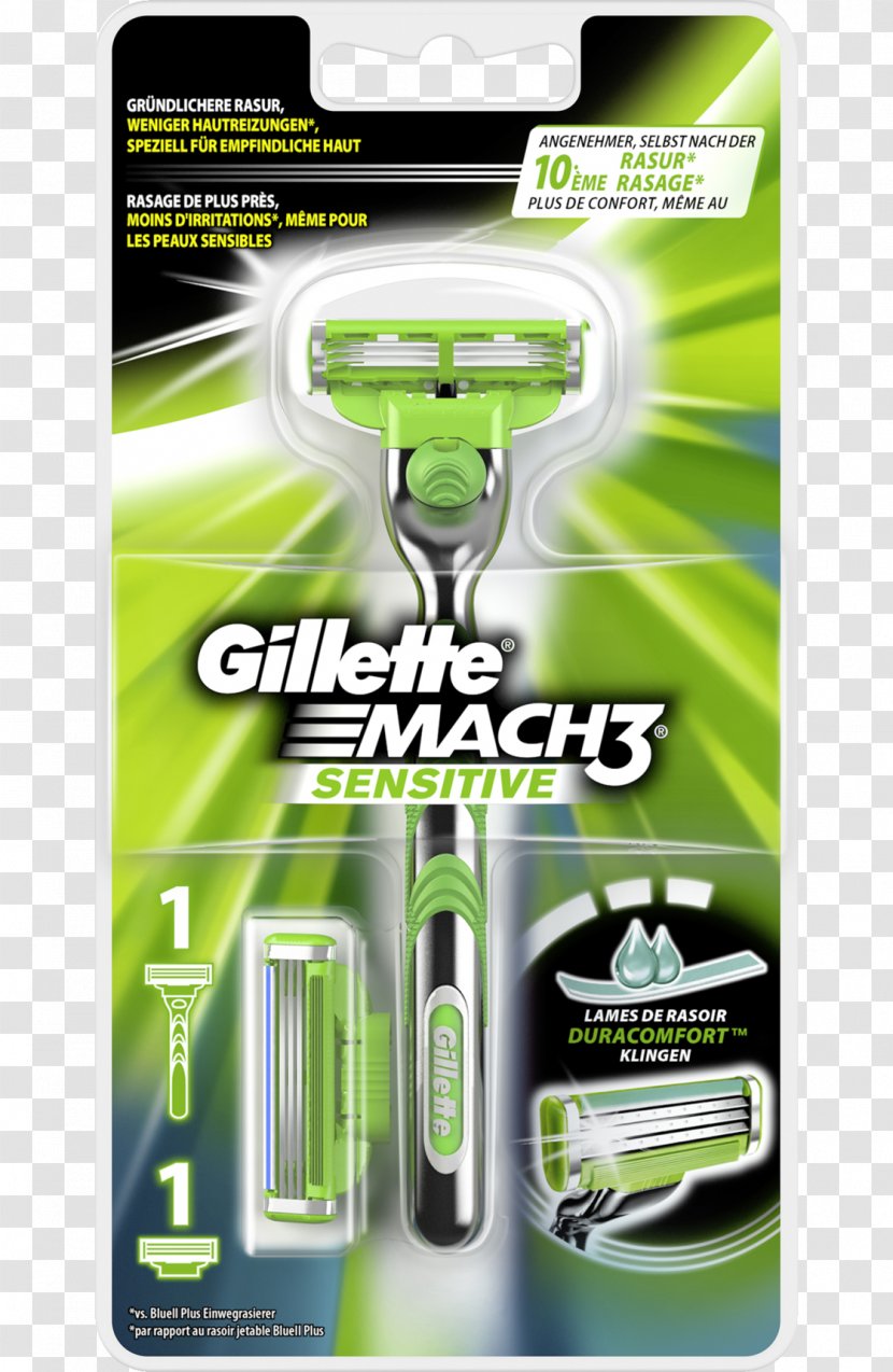 Gillette Mach3 Safety Razor Shaving Cream - Green Transparent PNG