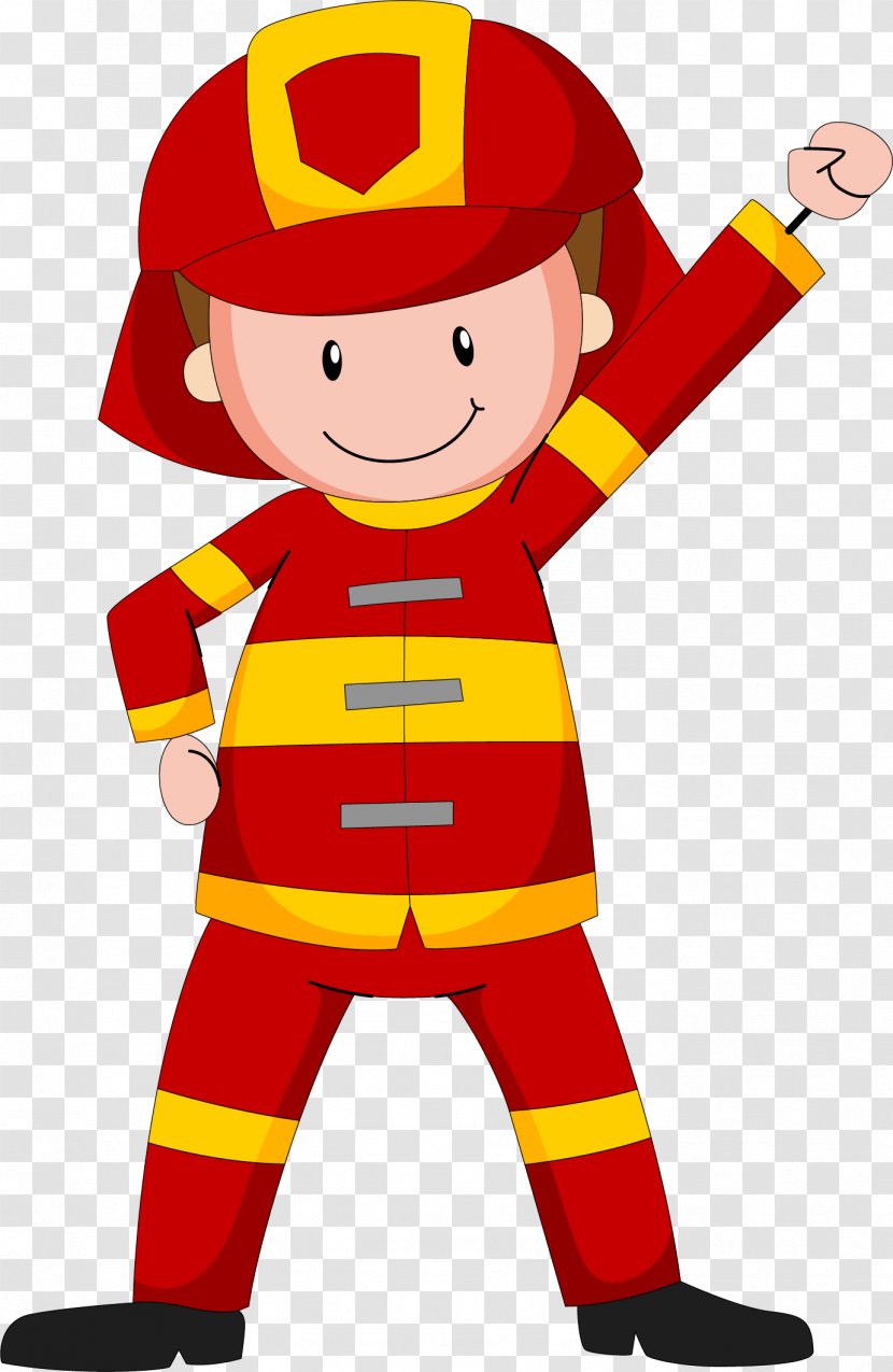 Cartoon Fireman - Royalty Free - Fire Engine Transparent PNG