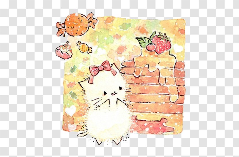 Drawing DeviantArt Illustrator Watercolor Painting Illustration - Cartoon - White Cat Transparent PNG