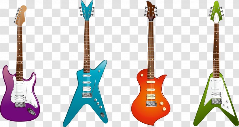 Electric Guitar Musical Instrument Clip Art - Flower - Equipment Guitars In Four Different Shapes Transparent PNG