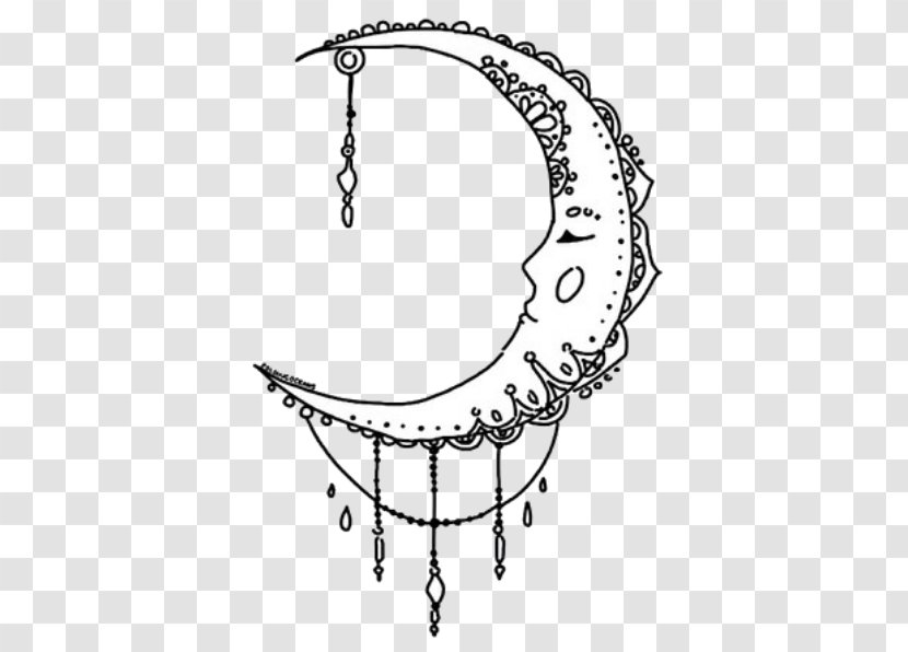 Lunar Phase Tattoo Drawing Crescent - Monochrome - Design Transparent PNG