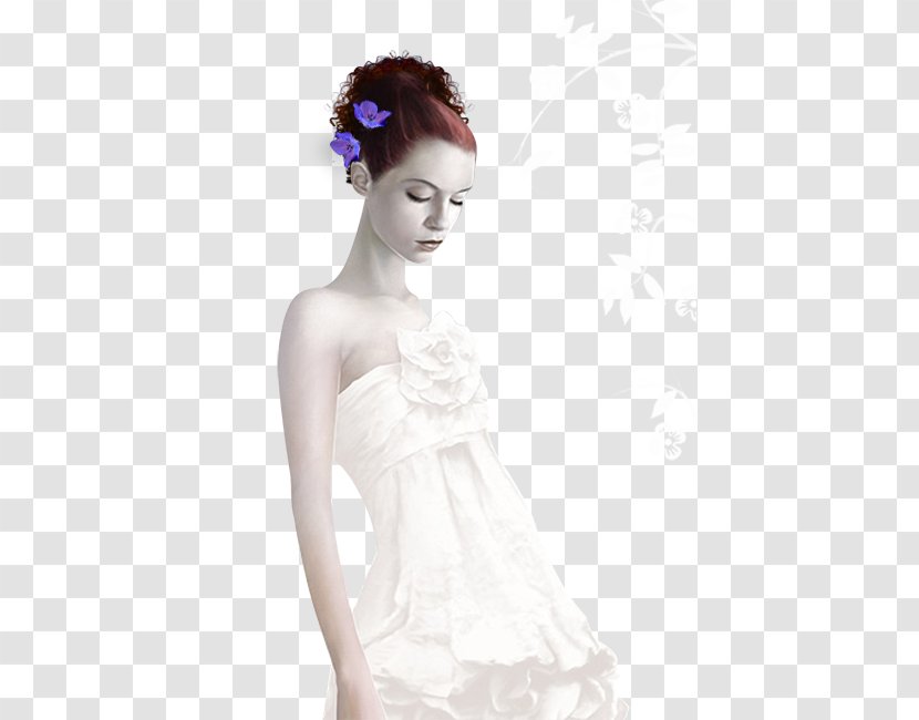 Wedding Dress Fashion Long Hair Satin - Watercolor - Magnolias Transparent PNG