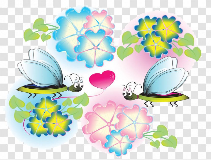 Butterfly Text Illustration - Easter - Cartoon Bug Flower Transparent PNG