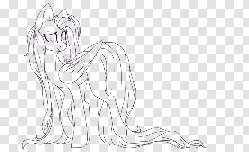 Human Pony Sketch Horse Drawing - Silhouette - Fluttershy Transparent PNG