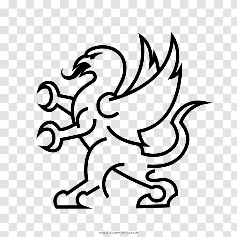 Black And White Coloring Book Drawing Line Art Clip - Character - Griffin Transparent PNG