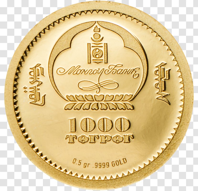 Gold Coin Medal Mongolia - Bullion Transparent PNG