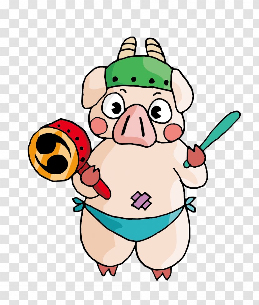 Pigsy Domestic Pig Cartoon - Flower Transparent PNG