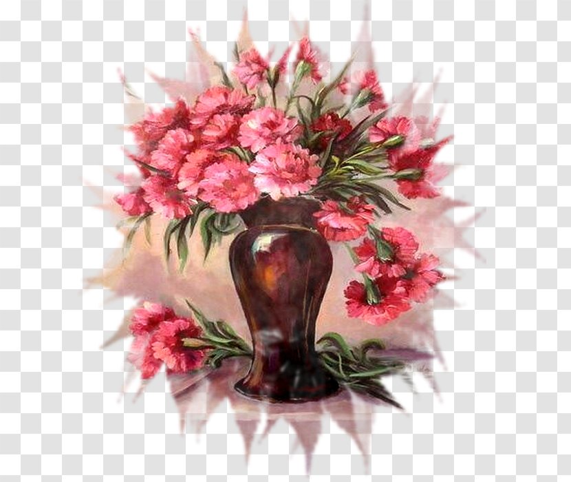 Painting Still Life With Flowers In A Glass Vase Floral Design Transparent PNG