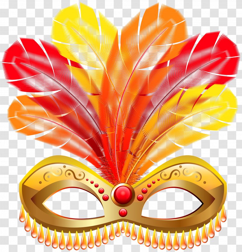 Mask Carnival Clip Art - Gold Feather Image Transparent PNG