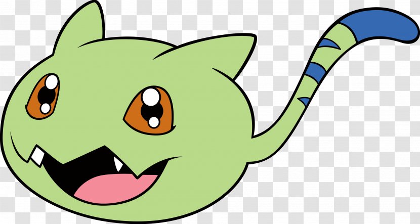 Cat Cartoon Snout Leaf Clip Art - Green - Digimon Transparent PNG
