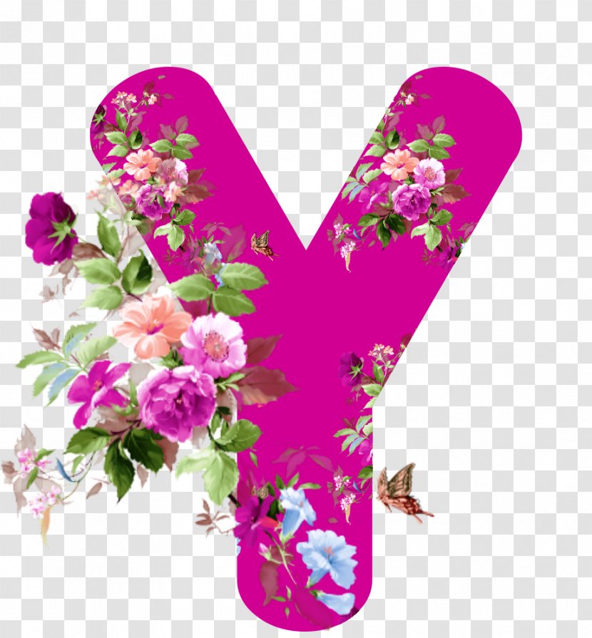 Butterfly Floral Design Cut Flowers Letter Transparent PNG