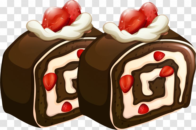 Molten Chocolate Cake Swiss Roll Bakery Cream - Vector Hand Painted Rolls Transparent PNG