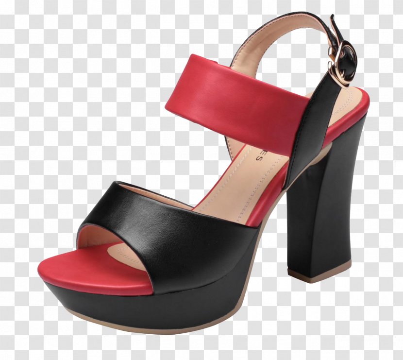High-heeled Footwear Sandal Dress Shoe - Red And Black With High Heels Sandals Transparent PNG