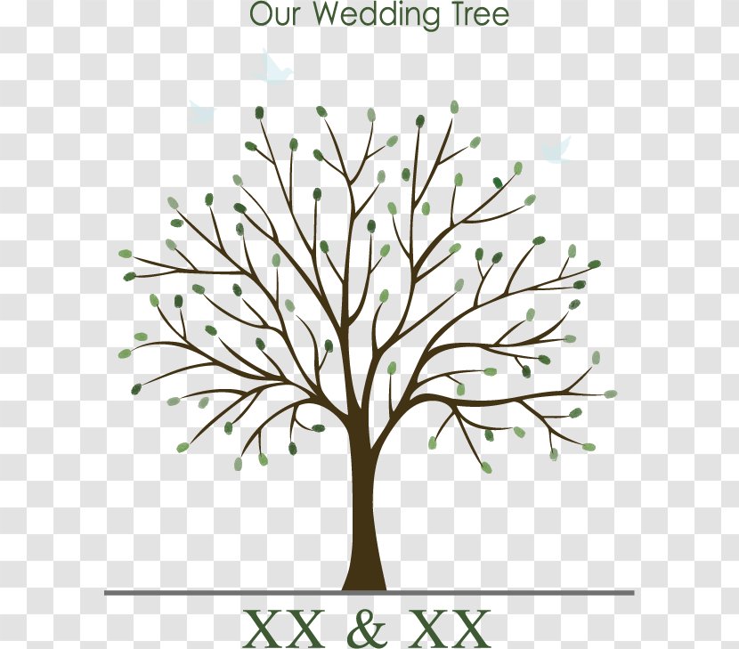 Wedding Invitation Guestbook Tree Fingerprint - Couple - Vector Transparent PNG