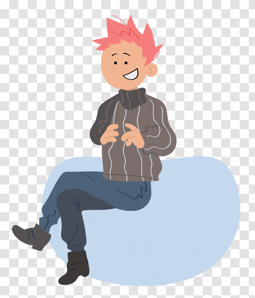 Cartoon Sitting Male Human Behavior Transparent PNG