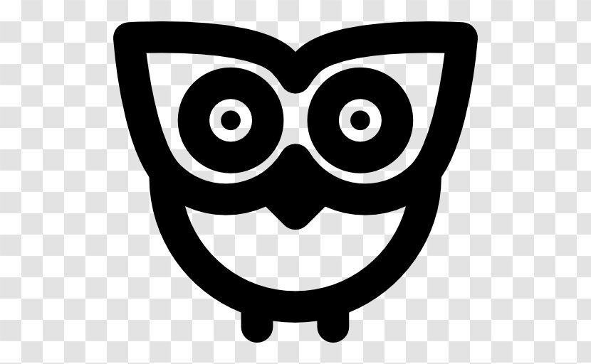 Owl Symbol - Head - Black And White Transparent PNG