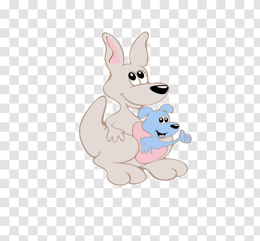 Domestic Rabbit Dog Cartoon Kangaroo - Rabits And Hares - Take Care Of Small Kangaroos Transparent PNG