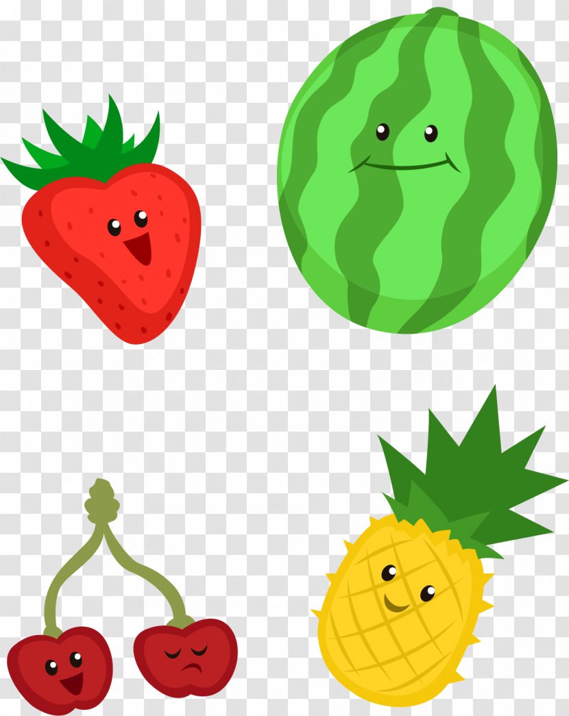 Auglis Fruit Cartoon - Plant - Strawberry Pineapple Vector Elements Transparent PNG
