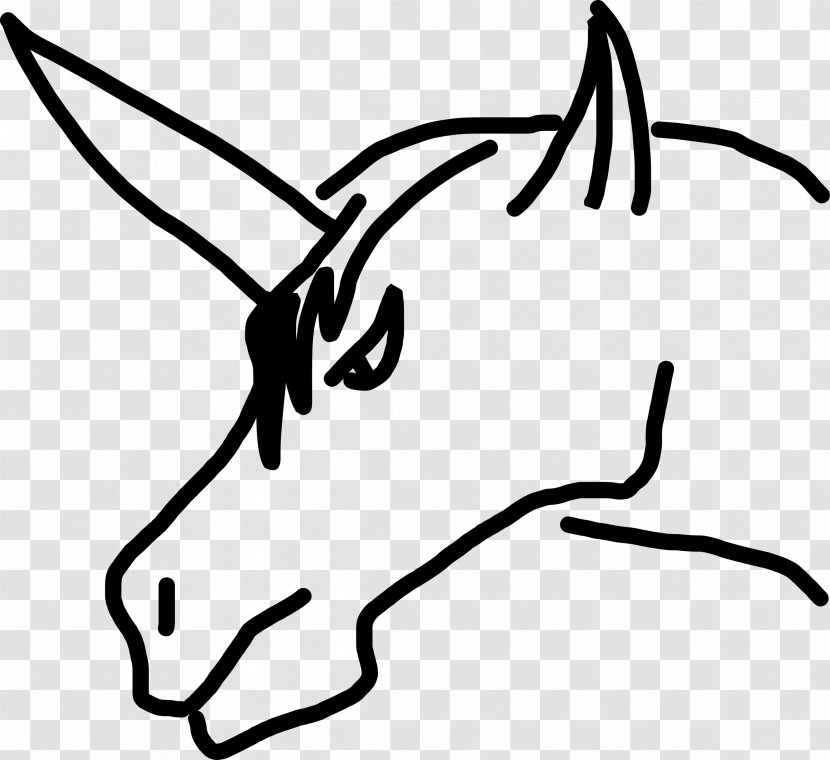 Black And White Clip Art - Facial Expression - Unicorn Ears Transparent PNG