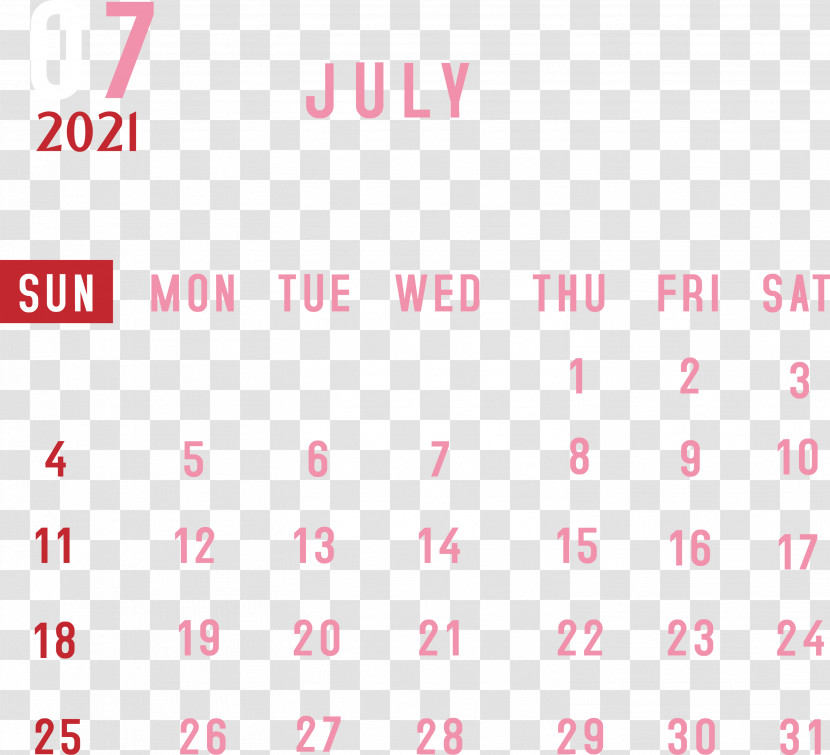 July 2021 Printable Calendar 2021 Monthly Calendar Printable 2021 Monthly Calendar Template Transparent PNG