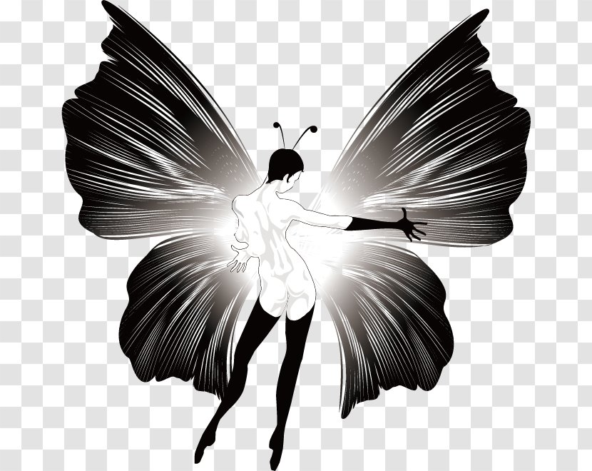 Butterfly T-shirt Euclidean Vector Woman - Designer - Fairy Transparent PNG