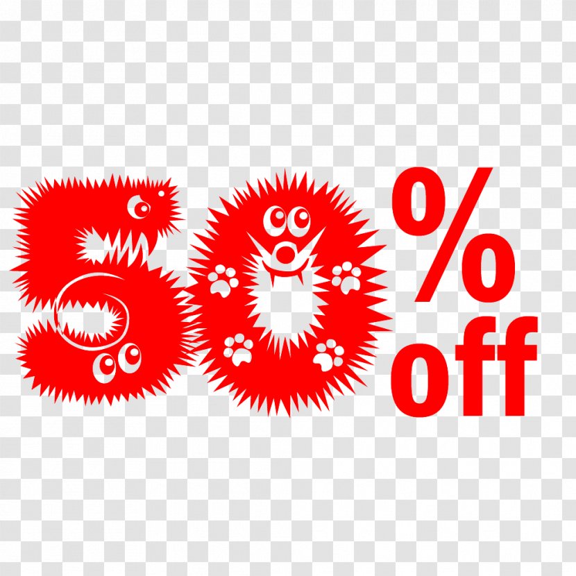 Cute Hairy Halloween 50% Off Discount Tag. - Walmart Supercenter - Red Transparent PNG