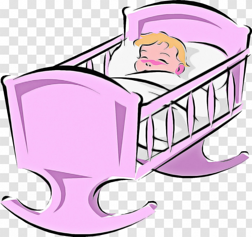 Pink Cartoon Furniture Line Infant Bed Transparent PNG