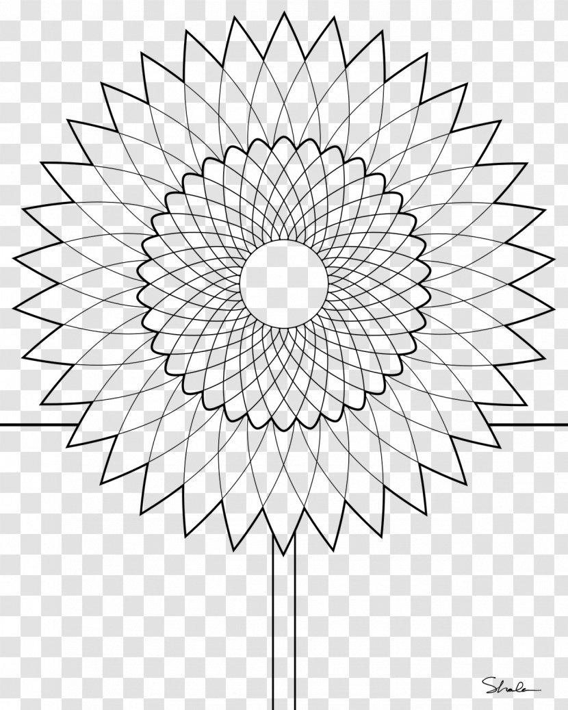 Drawing Black And White Flowerpot Clip Art - Coloring Book - Sunflower Page Transparent PNG