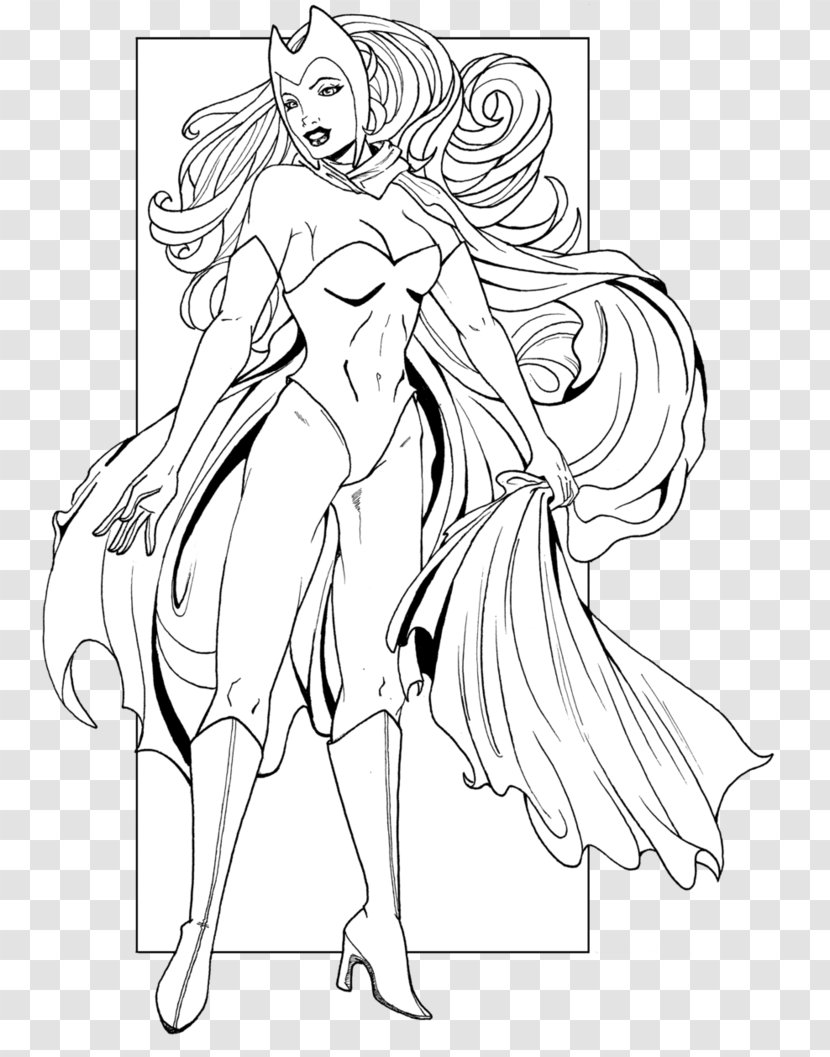 Wanda Maximoff Line Art Black And White Quicksilver Coloring Book - Marvel Avengers Assemble Transparent PNG