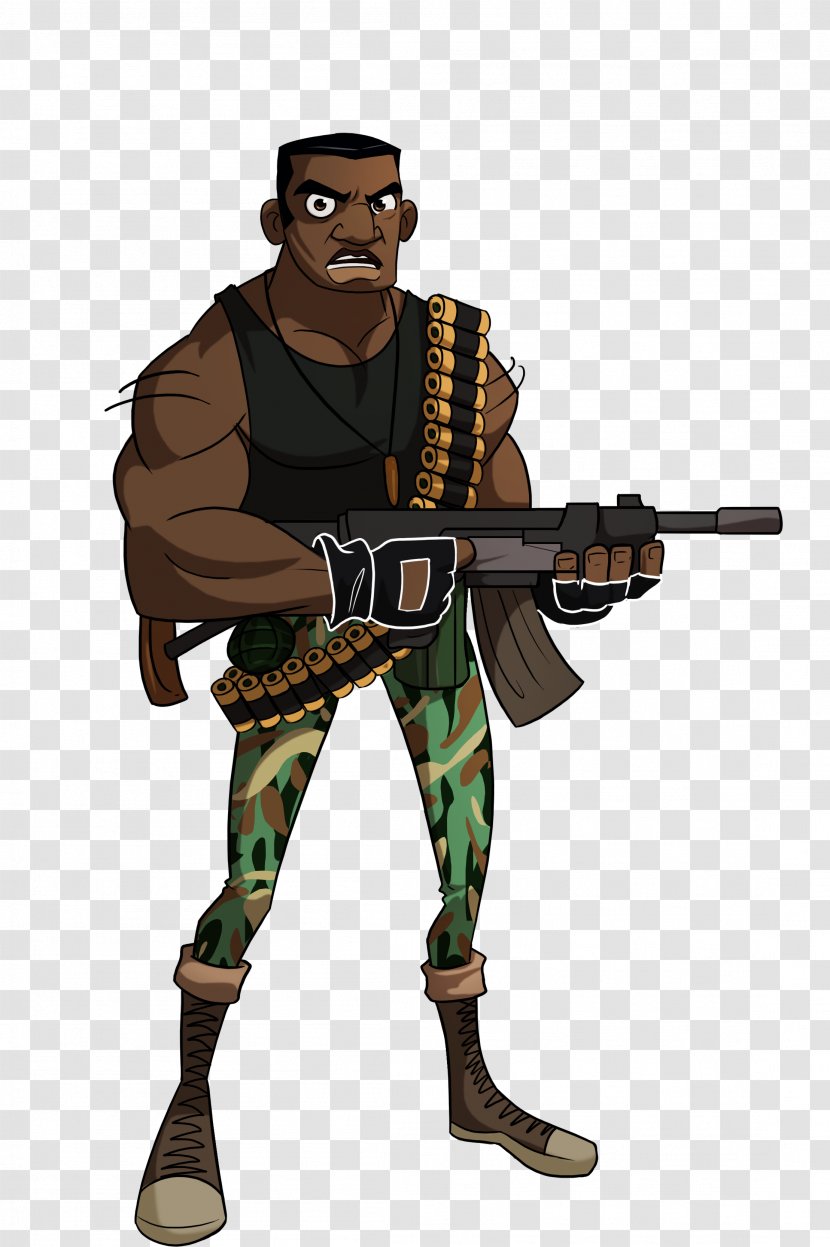 Soldier Infantry Machine Gun Firearm Marksman - Cartoon Transparent PNG