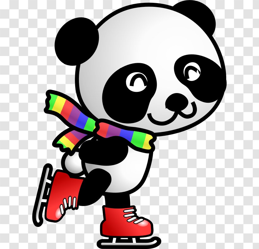 Giant Panda Ice Skating Roller Skates Clip Art - Figure - Pictures Of Transparent PNG