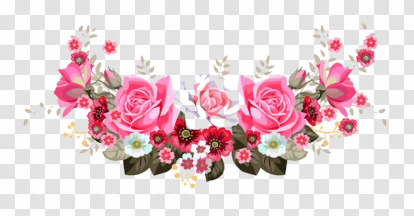 Floral Design Flower Page Header Clip Art - Beautifully Painted Rose Wreath Borde Transparent PNG