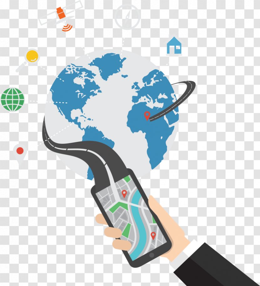 Globe World Map Vector - Communication - Smartphone And Earth Transparent PNG