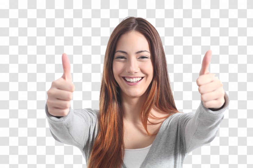 Thumb Signal Woman Stock Photography Gesture - V Sign - Thinking Transparent PNG