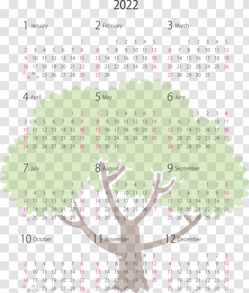 2022 Yearly Calendar Printable 2022 Yearly Calendar Transparent PNG