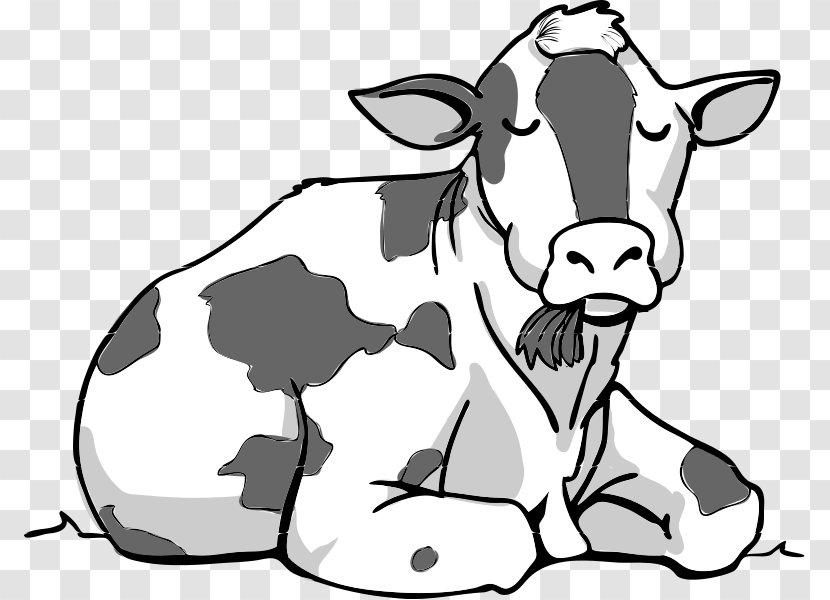 Cattle Drawing Clip Art - Black And White - Cow Vector Transparent PNG